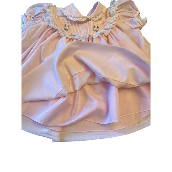 Vintage 80s CL Castor & Co Baby Dress Sz 18 MO Pink Lace Collar Embroidered - Picture 4 of 7
